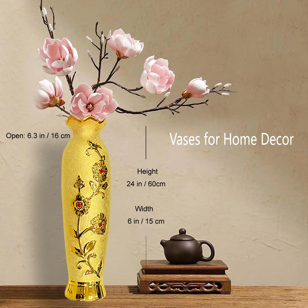 Amazon.co.jp: 高さ19インチのフロア花瓶 特大セラミック装飾花瓶